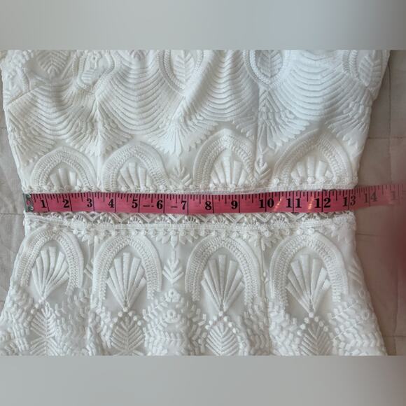 NWT Two Sisters White Lace Long Sleeve Mini Dress - 4 - Picture 9 of 11